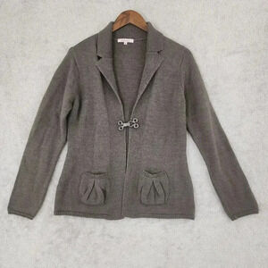 Hekla & Co.Made in Italy Womens Wool Cardigan Sweater Hook Closure - M 18PT